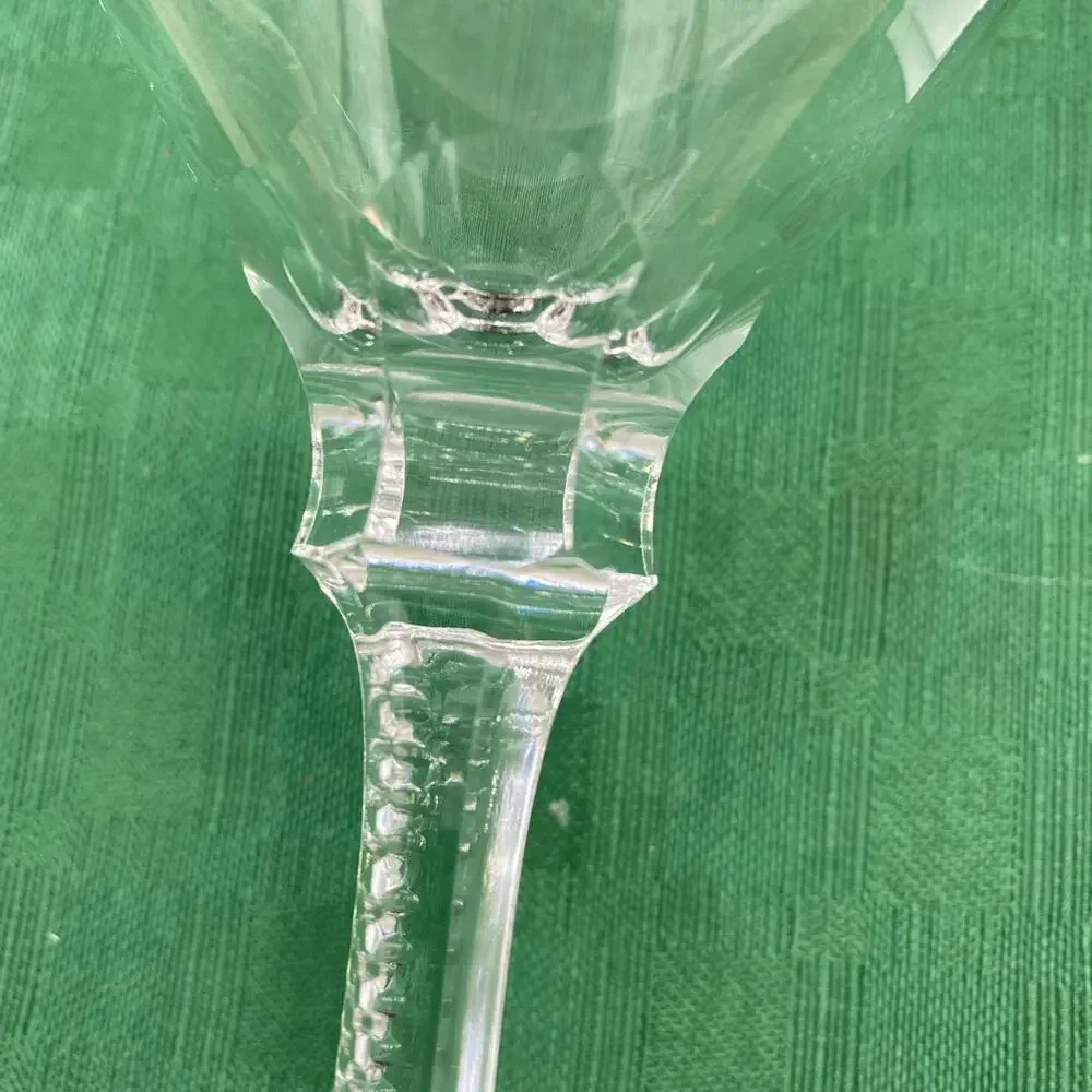 Stuart Minuet Cut Crystal Hand Blown Water Goblet Vertical Lines On Stem 6.5” T